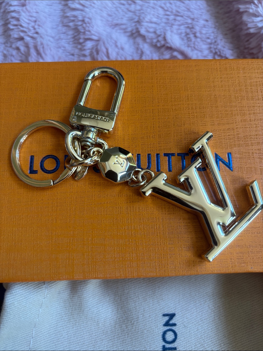 Louis Vuitton Gold Tone Lv Initials Key Holder